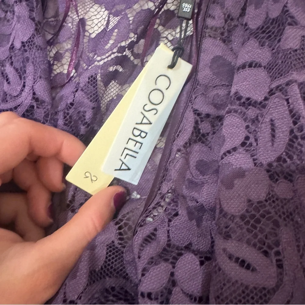 NWT Cosabella Lingerie Magnolia Robe in Purple Lace - Picture 6 of 7